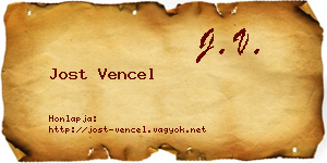 Jost Vencel névjegykártya